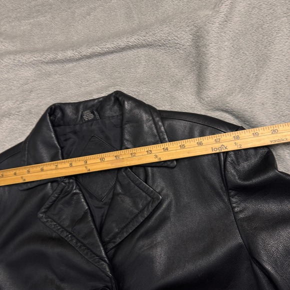 Jacqueline Ferrar Womens Black Genuine Leather Blazer Jacket Size L Size Large - Picture 10 of 13